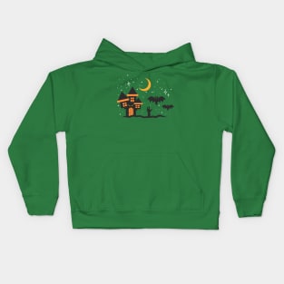 Haunted House Halloween Pattern Kids Hoodie